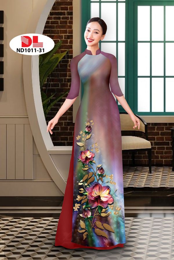 Vải Áo Dài Hoa In 3D AD ND1011 1